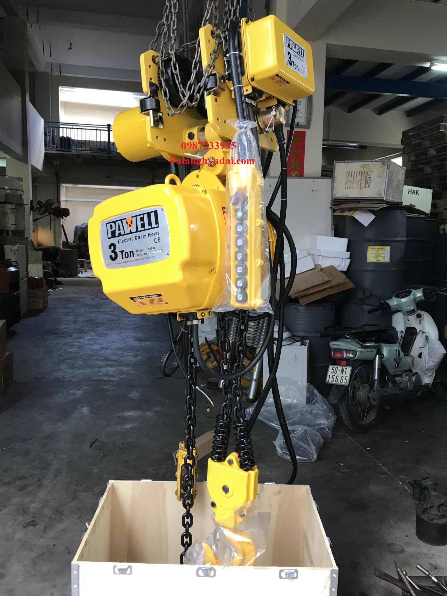 PA LĂNG XÍCH ĐIỆN PAWELL 3 TẤN DI CHUYỂN PE030S + TE010