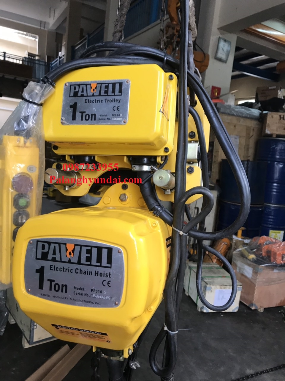 PA LĂNG XÍCH ĐIỆN PAWELL 1 TẤN DI CHUYỂN PE010S + TE010